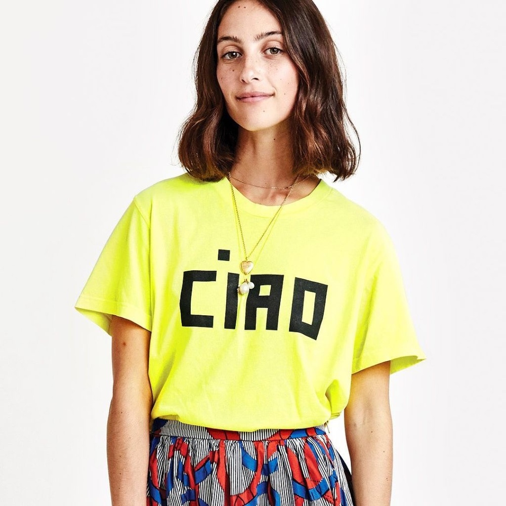 SOLD! ❤️ Clare V. Ciao Classic Tee in Neon Yellow - Picture 9 of 15